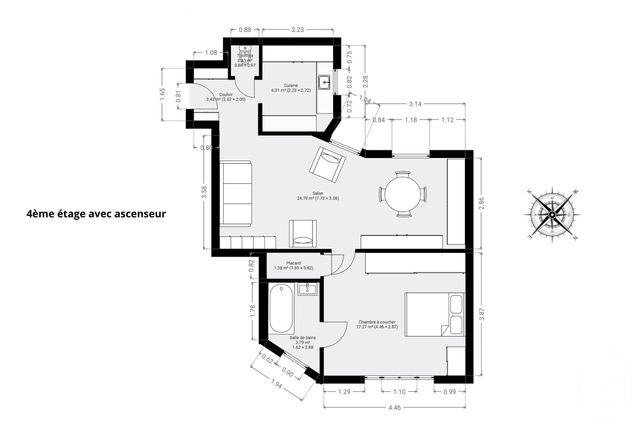 Appartement T2 à vendre - 2 pièces - 57.0 m2 - PARIS - 75006 - ILE-DE-FRANCE - Century 21 Assas Raspail