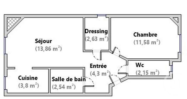 Appartement T2 à louer - 2 pièces - 40.6 m2 - PARIS - 75014 - ILE-DE-FRANCE - Century 21 Assas Raspail