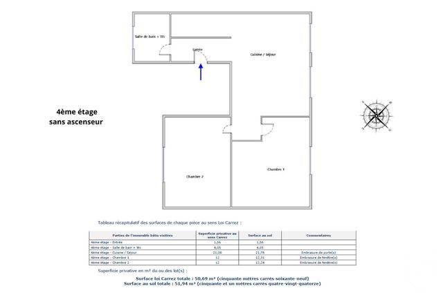 Appartement F3 à vendre - 3 pièces - 52.0 m2 - PARIS - 75006 - ILE-DE-FRANCE - Century 21 Assas Raspail