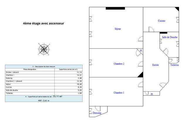 Appartement T3 à vendre - 3 pièces - 73.11 m2 - PARIS - 75006 - ILE-DE-FRANCE - Century 21 Assas Raspail