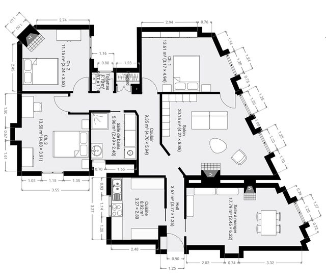 Appartement F5 à vendre - 5 pièces - 101.94 m2 - PARIS - 75006 - ILE-DE-FRANCE - Century 21 Assas Raspail